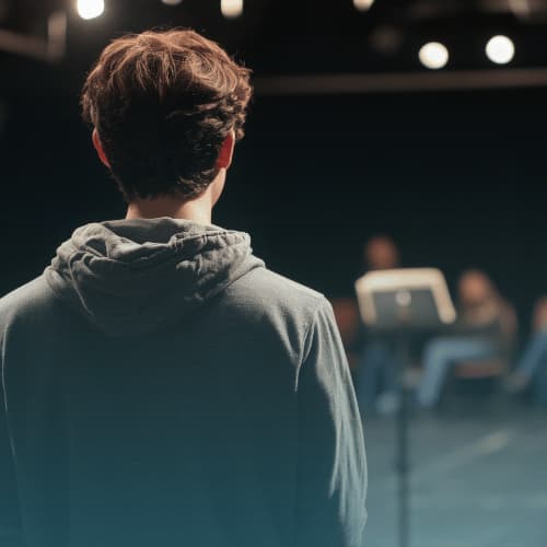 young man auditioning for a role