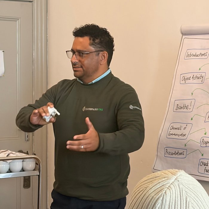 Participant speaks at public speaking workshop